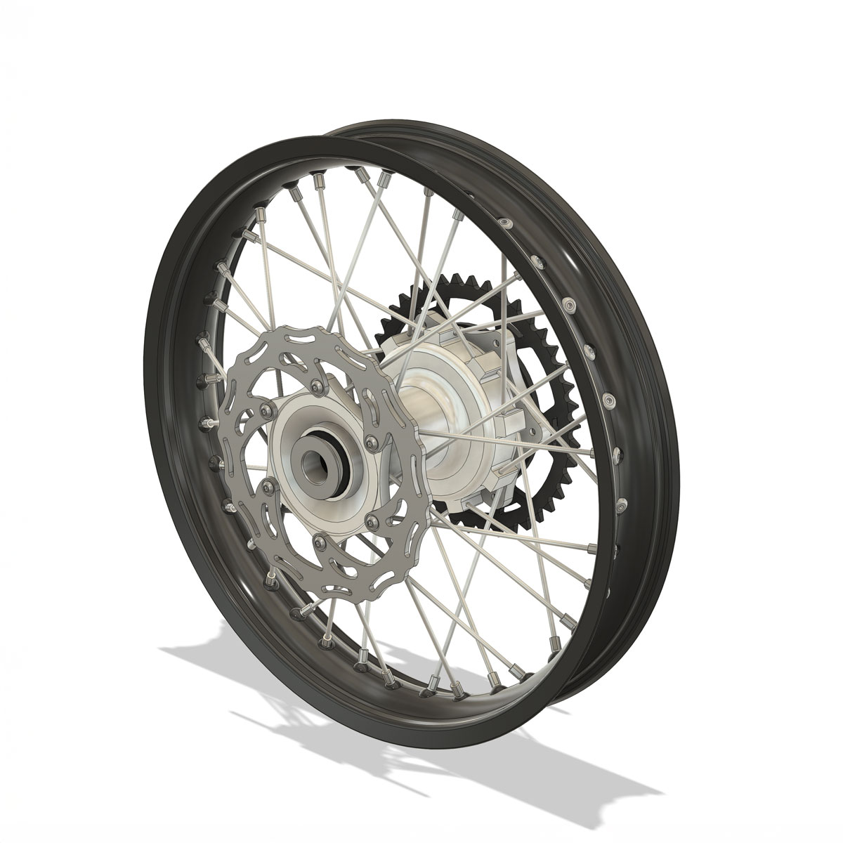 Warp 9 Elite 18 x 2.5 rear wheel with KTM cush hub 3D model in Fusion 360