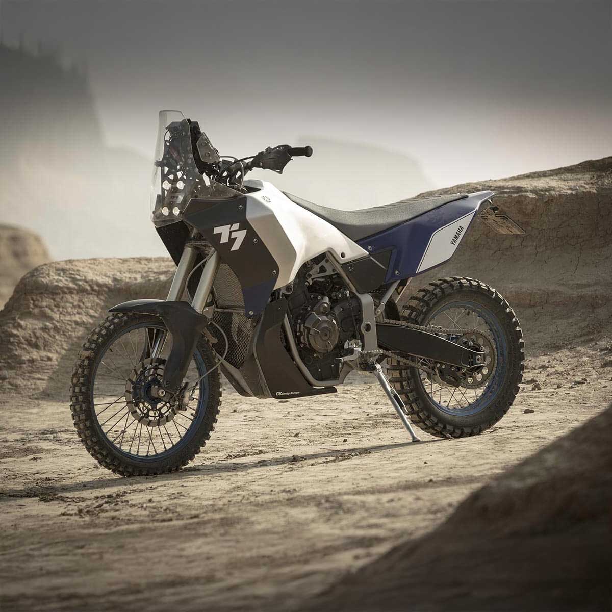 2017 Yamaha T7 dual sport concept in a desert landscape