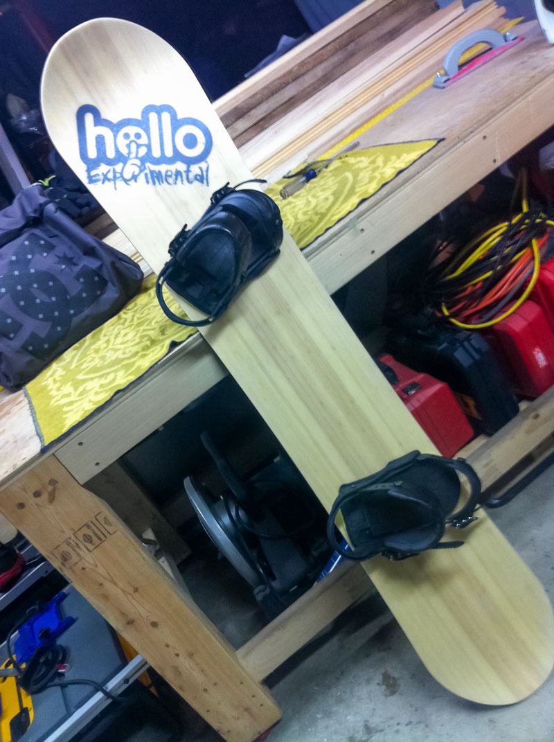 hello snowboard first all bamboo core board with bindings