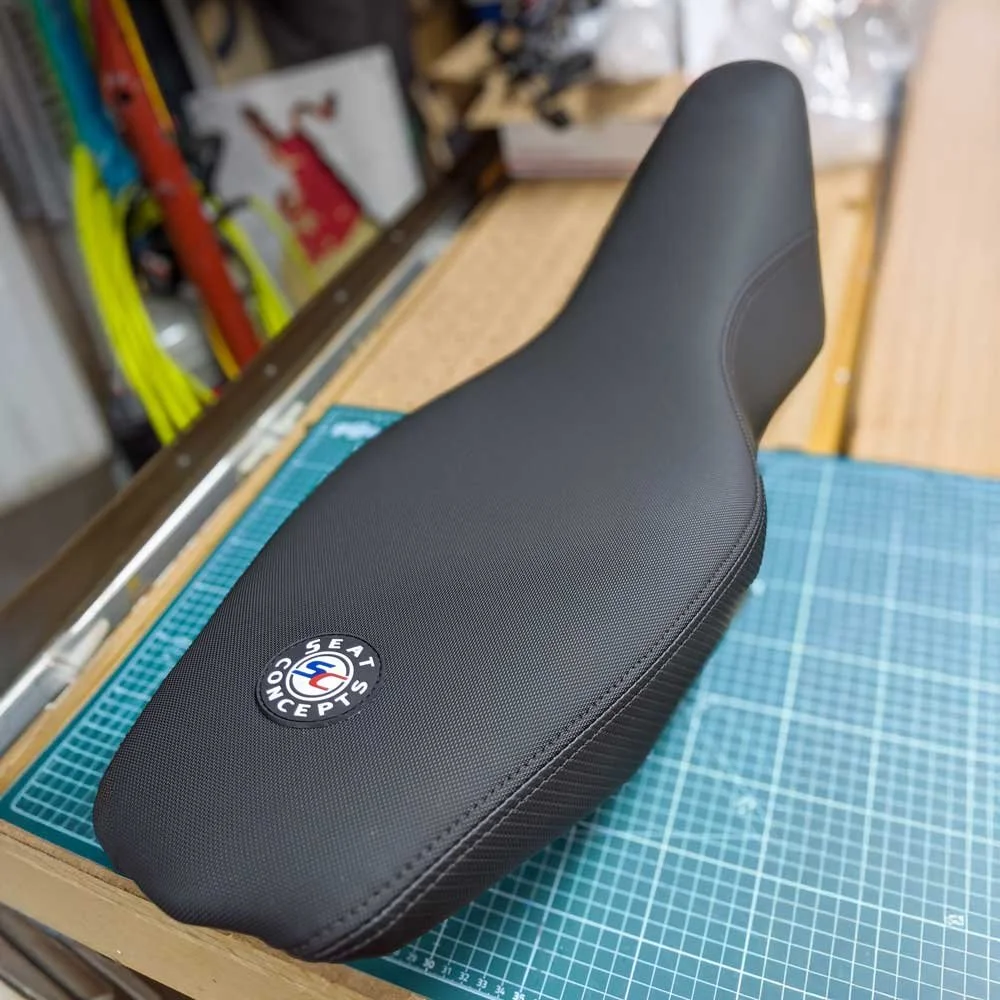Seat Concepts KTM 690 Enduro R XL Seat on a workbench